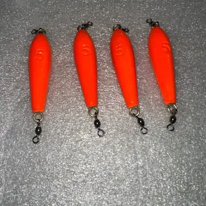 4 Pack Fluorescent Painted Chunky Sinkers Fishing Lure Kit UV Reactive Polyurethane Coated Catfishing Trolling Lure Set