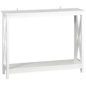 JupiterForce Console Table White Accent Side Stand Sofa Espresso Display Storage Shelf