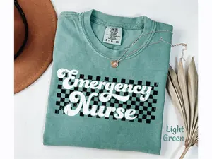 ED Nurse Shirt ER Nurse Shirt, Emergency Nurse Tshirt Er Nursing tee, Emergency RN Shirt Gift for Registered Nurse Checkered Comfort Colors