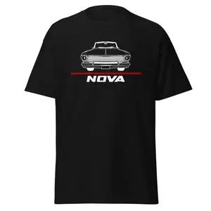 Premium T-Shirt For Nova 1963 Convertible Car Enthusiast Grandpa Dad Son Birthday Gift Men's Tee Classic Cotton