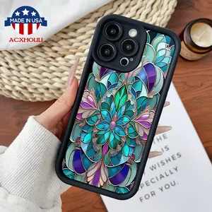 Compatible for iPhone11/12/13/14/15/16/promax/x/xs/xr/xsmax Case Art Glass Flower Soft TPU Shockproof Protective CASE