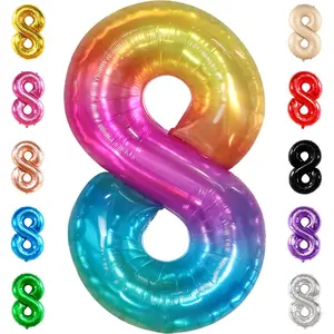 Giant Rainbow Number 8 Balloon - 40 Inch, 8 Balloons for Birthday Girl Rainbow 8 Balloon Number|| Tie Dye Birthday Decorations| Number Balloons for Anniversary Decorations