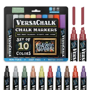 VersaChalk Classic Liquid Chalk Markers – Fine & Bold Tips for Chalkboards, Glass, Signs & Non-Porous Surfaces