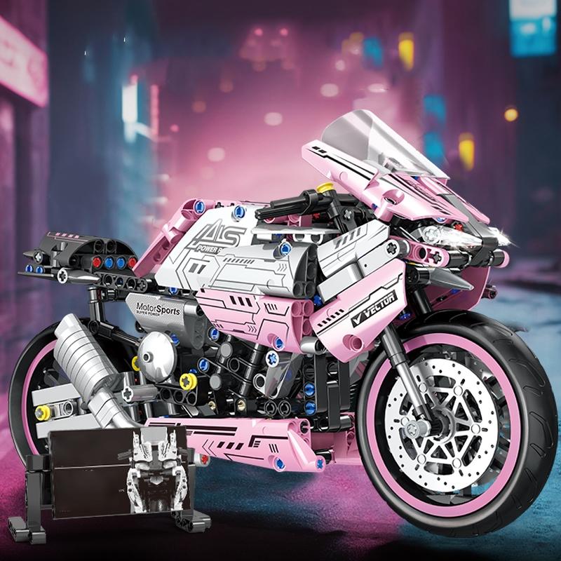 2453 Piece Motorcycle Building Model Kit, Building Blocks, Easy Assembly, Perfect Gift for Birthday, Christmas, Halloween, New Year, Party