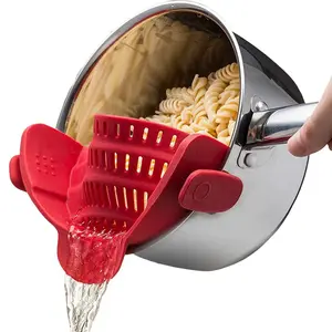Silicone Pasta Strainer, Wide-mouth Colander, Fruit and Vegetable Drainer Clip, Pot Rim Water Baffle