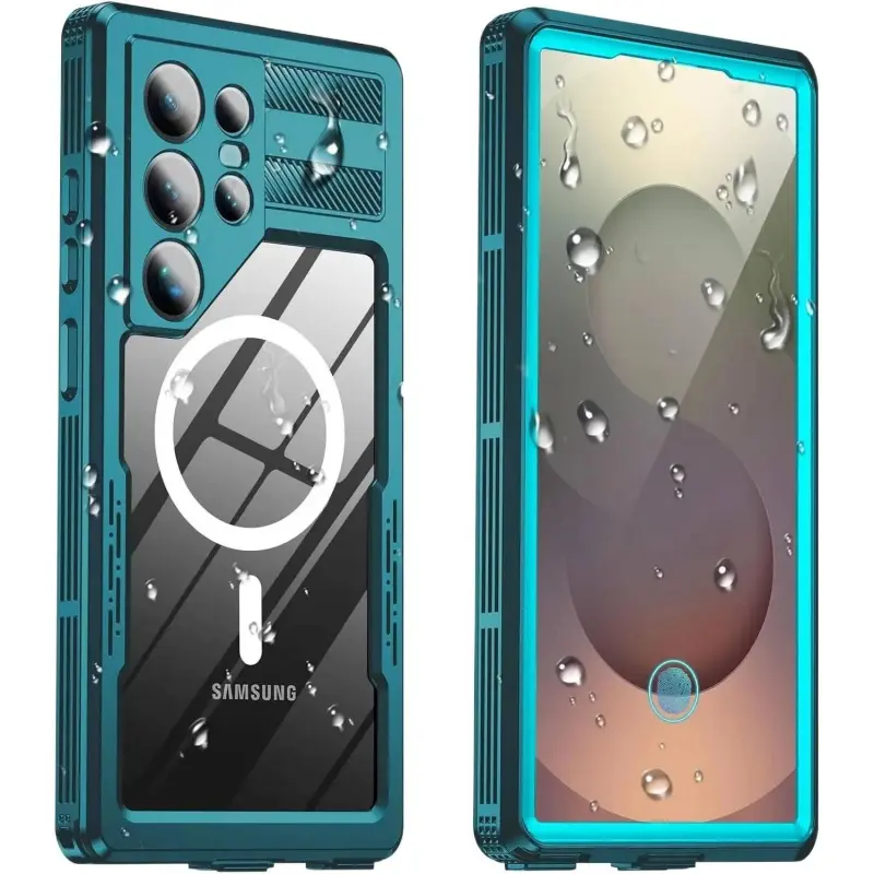 IP68 Waterproof Heavy Duty Protection Case for Samsung Galaxy S25 Ultra, 12FT Underwater MagSafe Accessory with Magnetic Closure, Military Impact-Resistant Cover, Built-In Screen Protected Guard & Lens Guards, Fingerprint Support, Easy Installation, Wirel