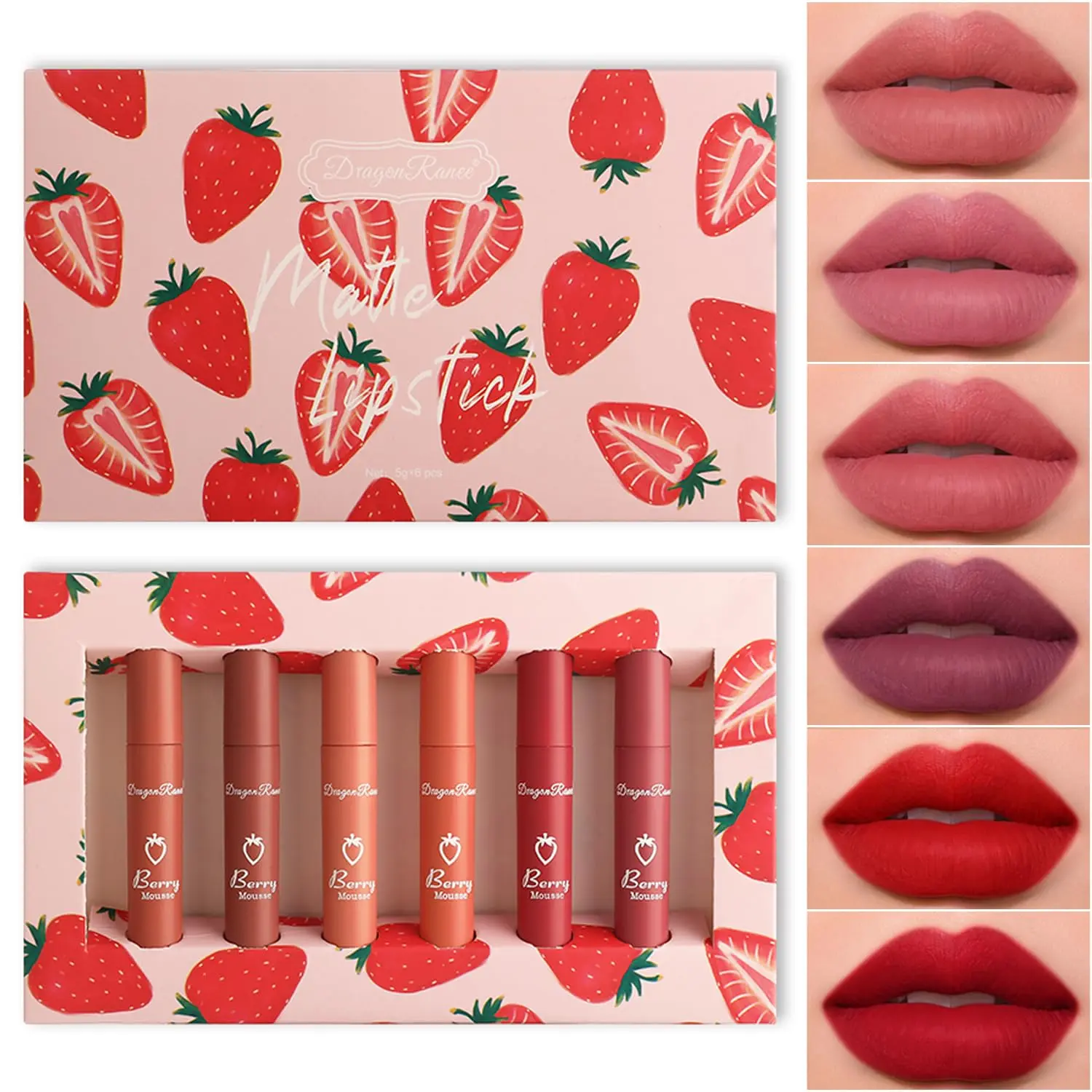 6 Colors Matte Liquid Lipsticks Natural Nude Velvet Crayon Lip Stain 24 Hour Long Lasting Waterproof Glossy Makeup Gift for Women Smooth Lightweight