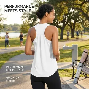 Women's Athletic Tank Tops - Sleeveless Racerback Workout Shirts Quick Dry Breathable for Running Yoga Tennis Gym Fitness Training Comfortable Activewear