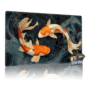 Lucky Vibrant Japanese Koi Fish TCG MTG Playmat 12x24in Magic Table Mat Gaming Mouse Pad Desk Pad Battle Mat Card Game Mat Ideal Gift Family Party Enthusiasts
