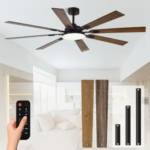 72 Inch Ceiling Fans with Lights and Remote, Dual Color 8 , Bedroom Living Room Office Library Cafe Outdoor Industrial, 5CCT Dimmable, 6 Speed Reversible Quiet DC , Brown/ Grain