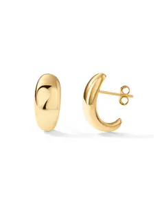 PAVOI 14K Gold Plated Sterling Silver Post Dome Huggie Hoop Earrings for Women