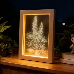 Lupine Lighted Picture Frame | Wooden Home Decor with Soft LED Glow