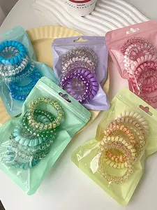 Candy colored colored telephone line headband, 6-piece set, scrunchies, cute and durable hair accessories, simple and casual design, high ponytail, very suitable for daily use and gifts