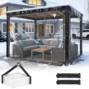 2 Pack Waterproof Tarps, 8x10 FT Transparent Tarp, Greenhouse Plastic Sheeting, Clear Vinyl Patio Enclosure, Heavy Duty Tarp for Patio Winter Garden Lawn Plants Pet Hutch Roof