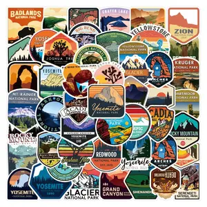 National Park Sticker, 50pcs/set Waterproof Vinyl Suitcase Sticker, Decals for Water Bottle, Laptop, Luggage, Car, Skateboard, and Bumper