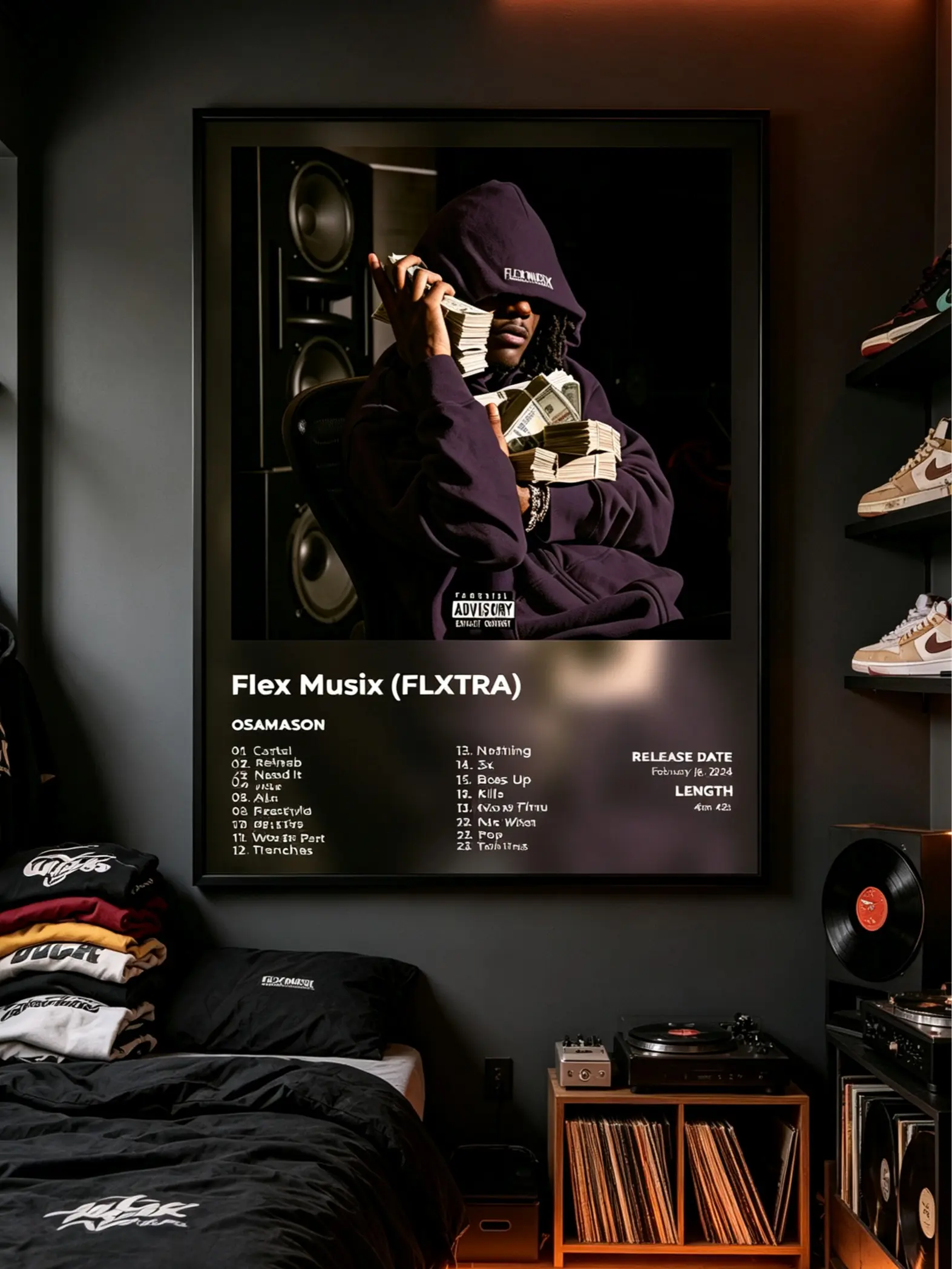 Flex Musix (FLXTRA) by Osamason - Album Poster, Home Decor Wall Art Print for Living Room