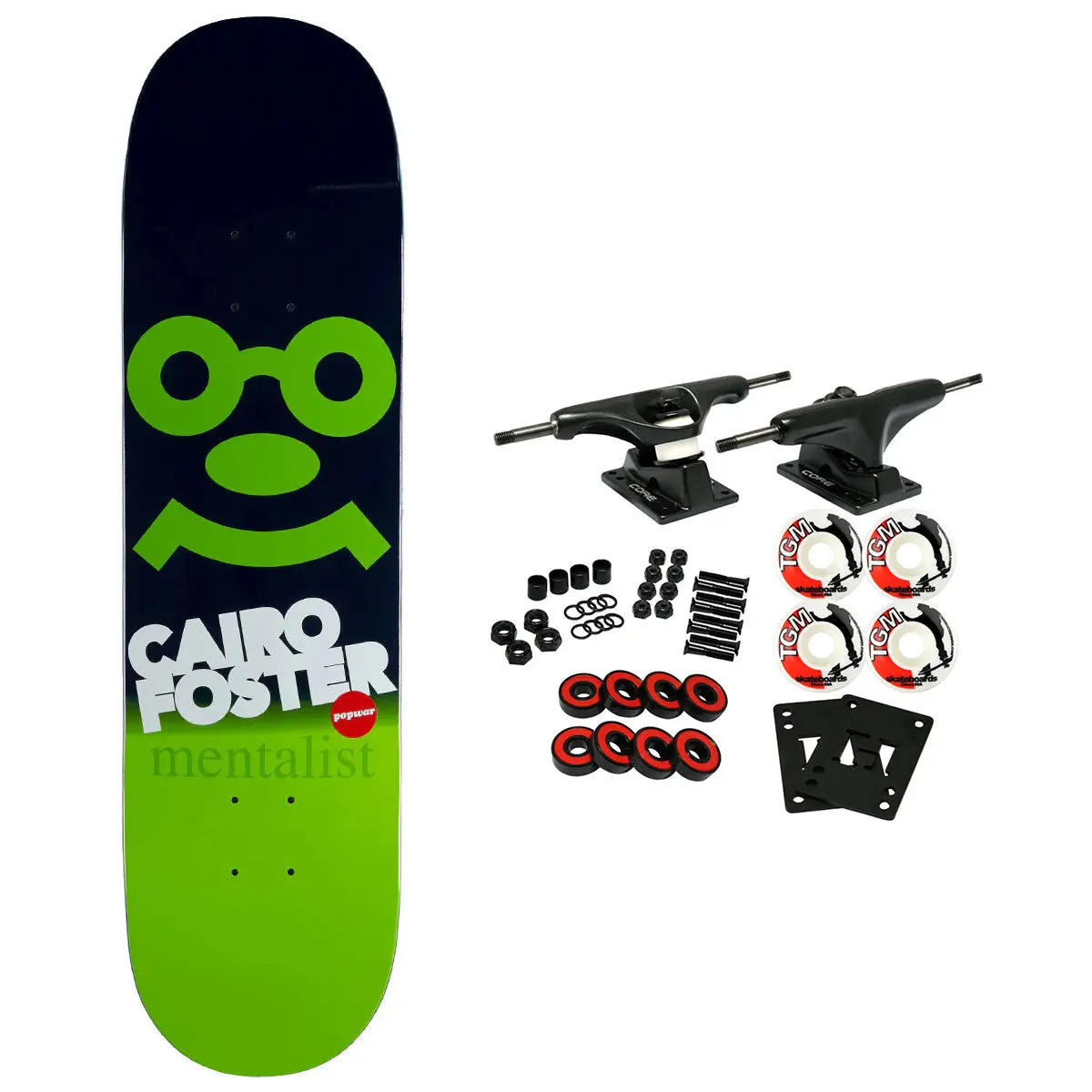 Popwar Heritage Skateboard Complete Cairo Foster Mentalist 7.625" x 31.5"