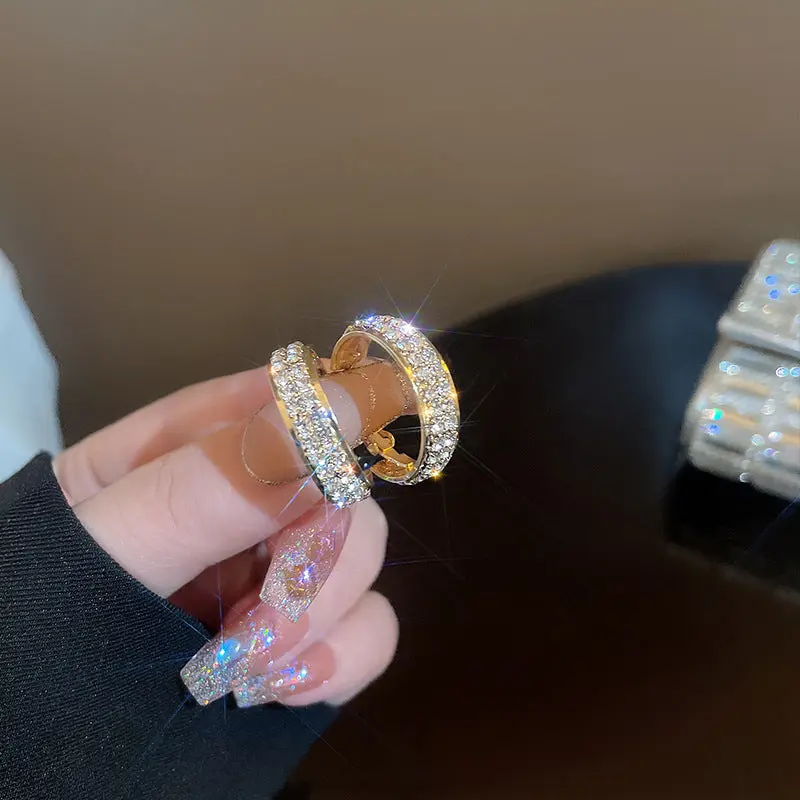 925 Silver Full Diamond C-Hoop Earrings