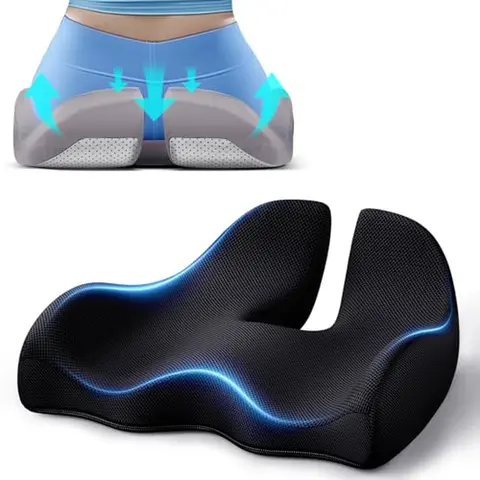 Benazcap Ergonomic Office Chair Cushion - Memory Foam Coccyx Pain Relief Pad with Posture Support,Non-Slip Body Support Lumbar Pillow, Outdoor Patio Cushion, for Car Use,Christmas Gift