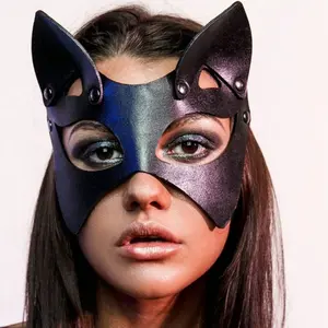 Cosplay Party Costume Accessory Cat Ear Mask Leather Eye Patch, Festival Photo Props, Halloween Cosplay Accessories
