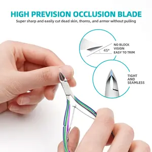 Cuticle Trimmer with Cuticle Pusher, RONAVO Cuticle Remover Stainless Steel Professional Cuticle Nipper, Durable Pedicure Manicure Tools Nail Nail Care