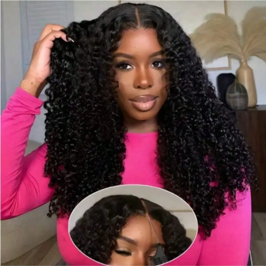 MYLOCKME 7x5 6x4 Glueless Deep Wave HD Lace Wig 180% Density Pre Cut & Pre Plucked Human Hair Wigs Ready to Wear Transparent Lace Closure Wig Natural Color