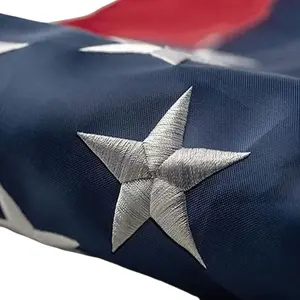 US American Flag Outdoor Quality Made USA Flag Embroidered Stars Stitched Stripe US Flags, Heavy Duty Nylon with Brass Grommets for House Decor