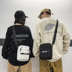 4-color unisex bags, fashionable men's crossbody bags, solid-color canvas small backpacks, women's multi-functional commuter bags, and school-style shoulder bags for mobile phones