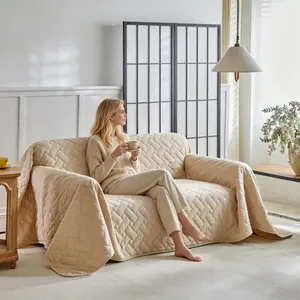 YHFYHF Boho Sofa Cover, Flannel Sofa Blanket, Non-Slip Scratch-Resistant, Washable All-Purpose, Fits 1-4 Seater Sofas, Multiple Sizes and Colors