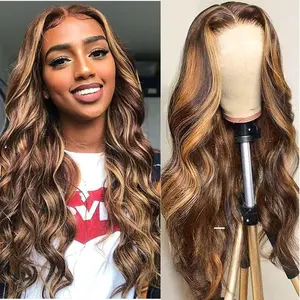 13x4  Honey Blonde Ombre Lace Front Wig Human Hair Pre Plucked  4/27 Highlight Lace Frontal Wigs with Baby Hair Body Wave Lace Front Wigs For Women