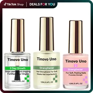 Tinovo Uno 3-Piece Strengthener Kit - 3-Day Growth Formula & 2 Nail Strengtheners for Soft Peeling Nails - Promotes Natural Nail Growth & Strength