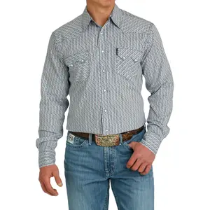 Cinch Men's White Modern Print Button Up Shirt MTW1301075