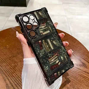 Phone Case Compatible with Samsung Galaxy S23 Ultra S24 Plus S25 S22+ FE Edge Book Leaves Pattern Electroplating Transparent Silicone Drop-proof Protective Cover