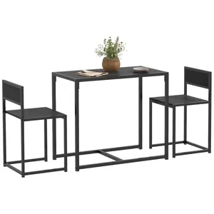 HOMCOM 3-Piece Industrial Dining Table Set for 2, Kitchen Table and Chairs, Dining Room Sets for Small Spaces, Oak