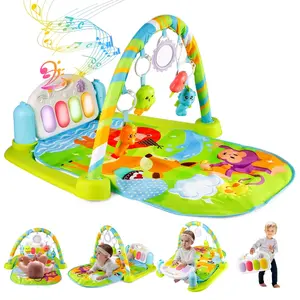 Baby Play Gym with Kick Piano and Musical Toys - Activity Mat with Rattle Maracas for Infant Growth and Fun