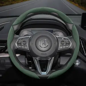 Winter Suede Anti-slip Steering Wheel Cover, Car Steering Wheel Insert Accessories, for Acura Segmented Accessory, Universal for All Seasons, Black, Red Suitable for ILX TLX RDX MDX, Car Accessories