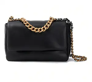 Quilted Puffer Shoulder Bag, Designer Inspired 19 Flap Crossbody with Mixed Metal Chain, Trendy Large Capacity Flap Bag for Daily & Evening