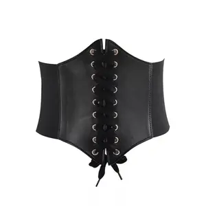 Women's Vintage Lace-up Corset Belt - Elastic Stretchy Slimming Waist Cincher - Fashion Waspie Belt for Dresses, Parties & Cosplay