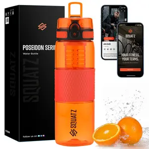 700ML Water Bottle with Fruit Infuser & Shaker Ball - Orange | Reusable Leakproof Tritan Sport Bottle with Wide Mouth, Hygenic Nozzle & Carry Strap – Portable Plastic Bottle for Gym, Sports & Outdoor Use