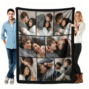 8 Photo Couple Throw Blanket, Custom Grid Collage Flannel Blanket, Soft Cozy Warm Throw, Romantic Picture Design, Personalized Gift for Him Her, Anniversary Valentine's Cute Couch Bedroom Decor ﻿