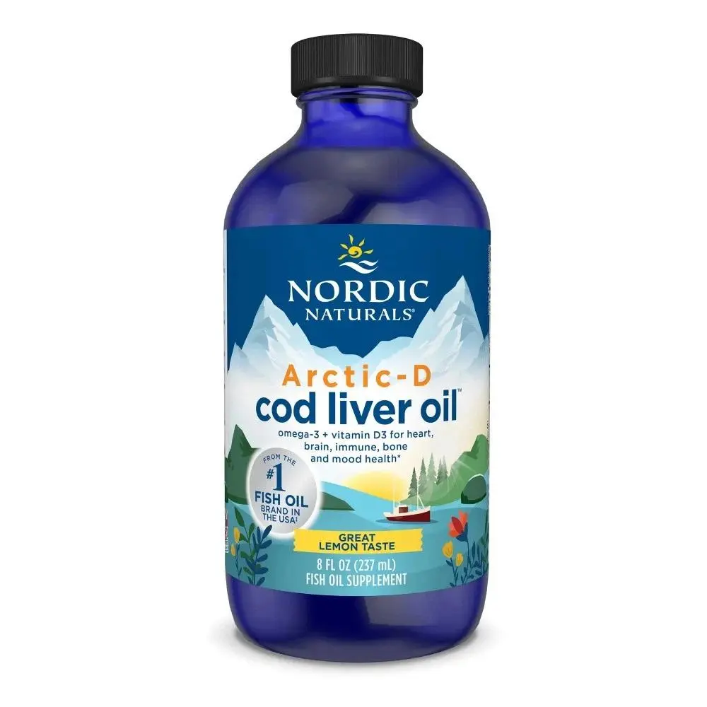 Nordic Naturals Arctic CLO 100% Wild Cod Liver Oil - Lemon Flavor, 8 Oz, Award-Winning Formula, Supports Immunity, Bone Health & Energy, Better Taste for Heart & Brain Health, Fish