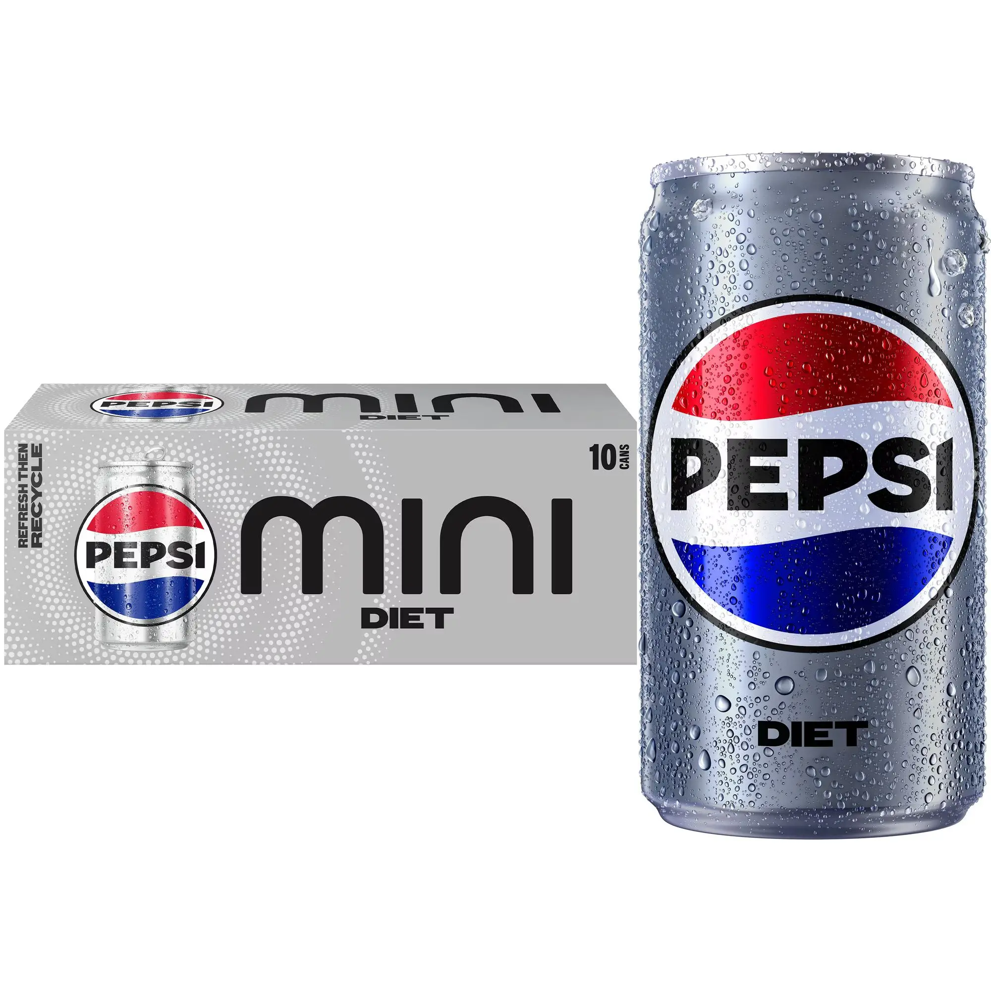 Pepsi Cola Soda Pop, 7.5 fl oz, 10 Pack Mini Cans
