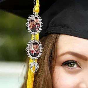 Graduation Tassel Charm with Angel Wings, Custom Graduation Cap Photo Charm, 2026 Memorial Graduation Gift, Graduation Gift For Her Him