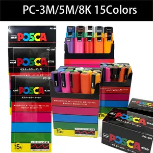 Mitsubishi 3M/5M/8K-15 color marker set, with optional thick and thin pen tips, including drawing pens, marker pens, POP poster advertising pens, and professional marker pens for painting, graffiti, and art