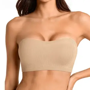 Vertvie 2 PCS ZOE Stay Put Bandeau Bra woman , Strapless push Bra Wireless Seamless Comfort Day,  Non-slip strapless silicone bralette