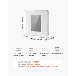 VEVOR 7-Day Programmable Thermostat, Home Thermostats for Heat Pump, Air Conditioner, Underfloor Heating, LED Screen with Backlight 1Cool+1Heat, Energy-Efficient, Wide Temp Range, White