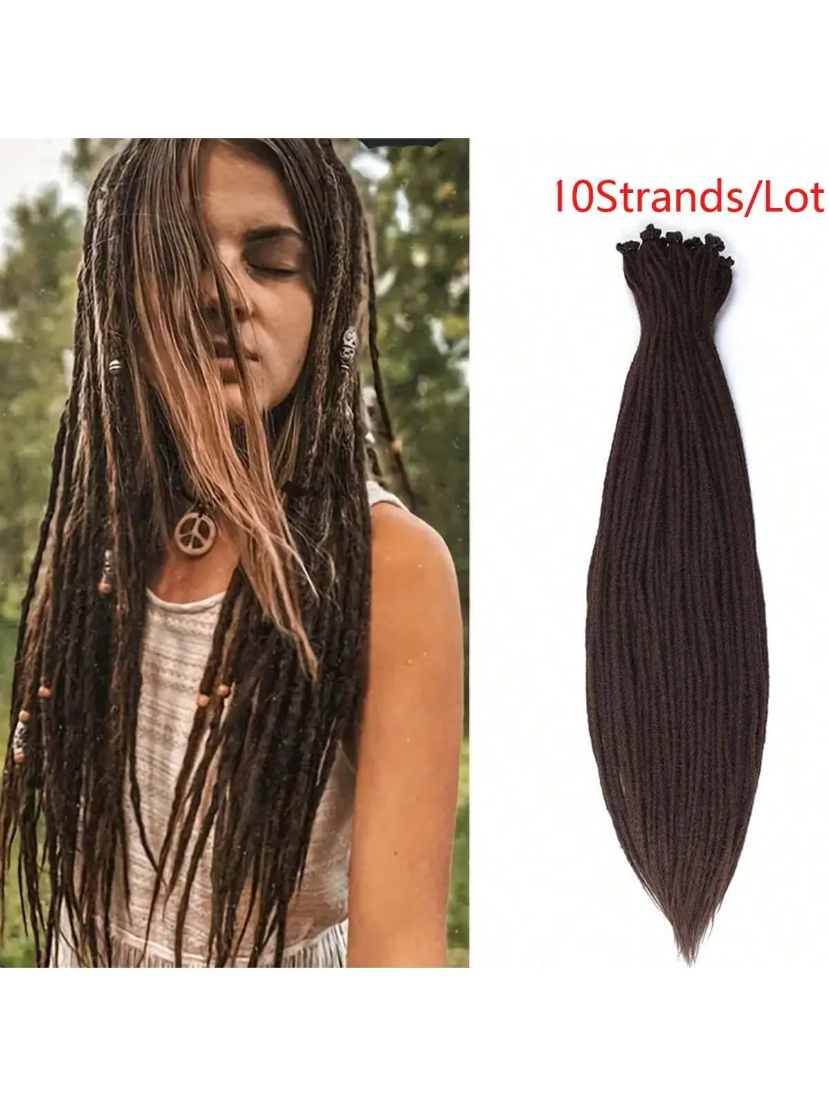 22quote; Dreadlocks Extension 10 Strands/Lot Soft Handmade Synthetic Crochet Hair Super Long 0.6cm Dread Extensions Reggae Style For Women Mod 3446