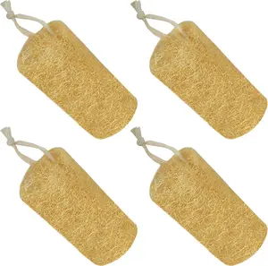 Natural Loofah Sponge (4 Packs), 6" Natural Loofah Exfoliating Body Scrubber Egyptian Loofa Eco 100% All Natural luffa Cleaning for Men Women Deep Clean Skin