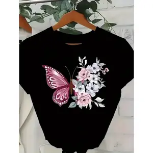 Viral Printed Women's T-Shirt| Soft & Relaxed Fit Round Neck Top, All-Season Comfort| TikTok Elegant Casual Style, Summer Party Must-Have & Everyday Wardrobe Essential