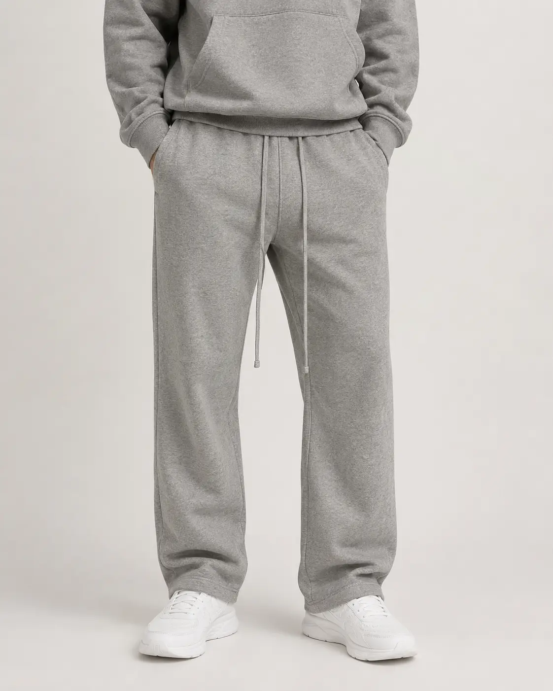 Men's Cotton Dark Gray Uncuffed Sweatpants - Loose Fit Straight Leg Fleece Lounge Pants with Drawstring Waist, All Seasons, Below the Ankle, Cold Wash, Do Not Bleach